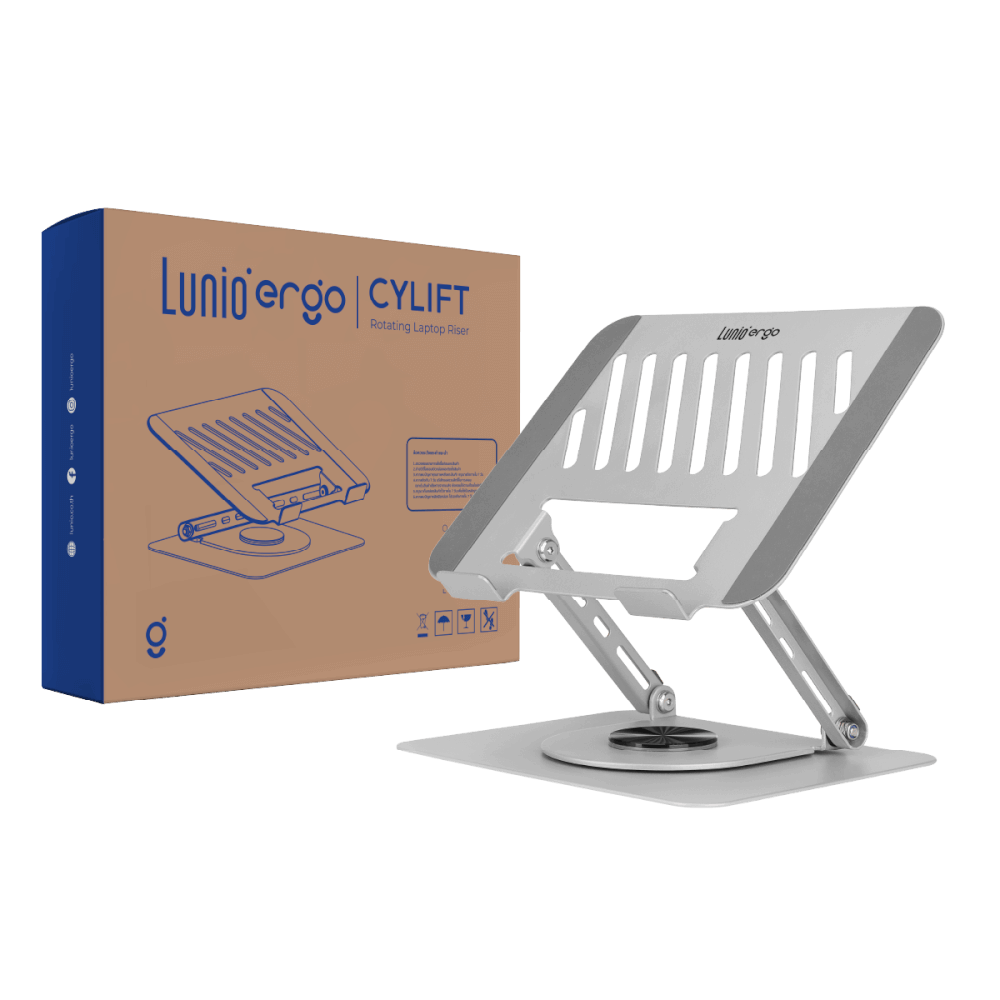 แท่นวางโน๊ตบุ๊ค LUNIO ERGO CYLIFT ROTATING LAPTOP RISER SILVER สีเงิน_0